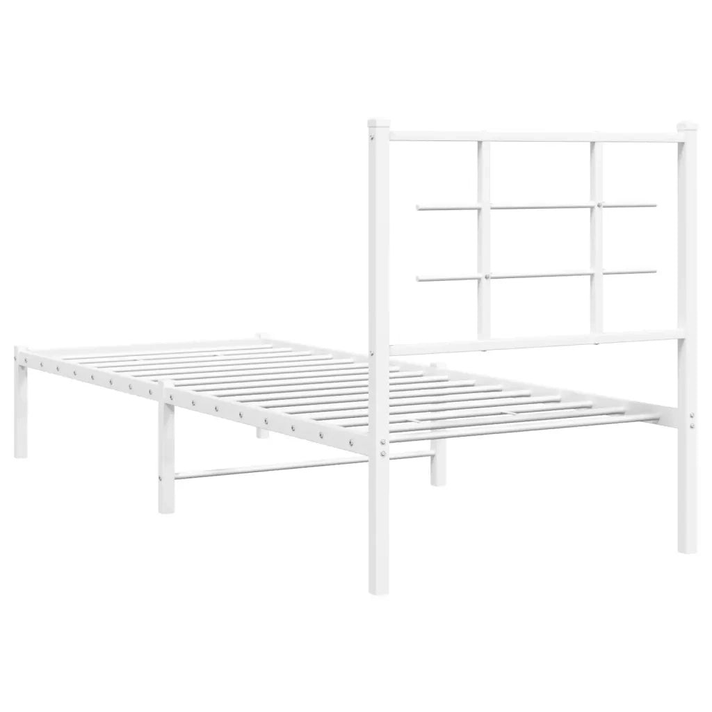Giroletto senza Materasso con Testiera-Struttura Letto Metallo Bianco 75x190 cm 608385