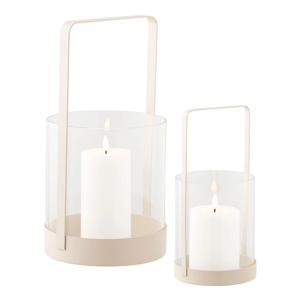Portacandela Hurricane, Beige, Vetro, 12x12x25 cm