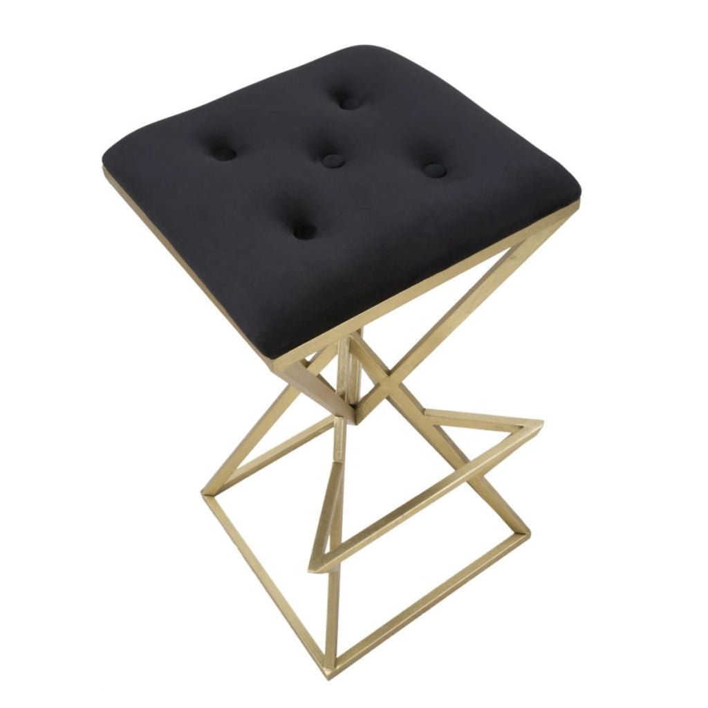 Sgabello Basso Triangoli, Oro, Metallo, 40x40x75 cm