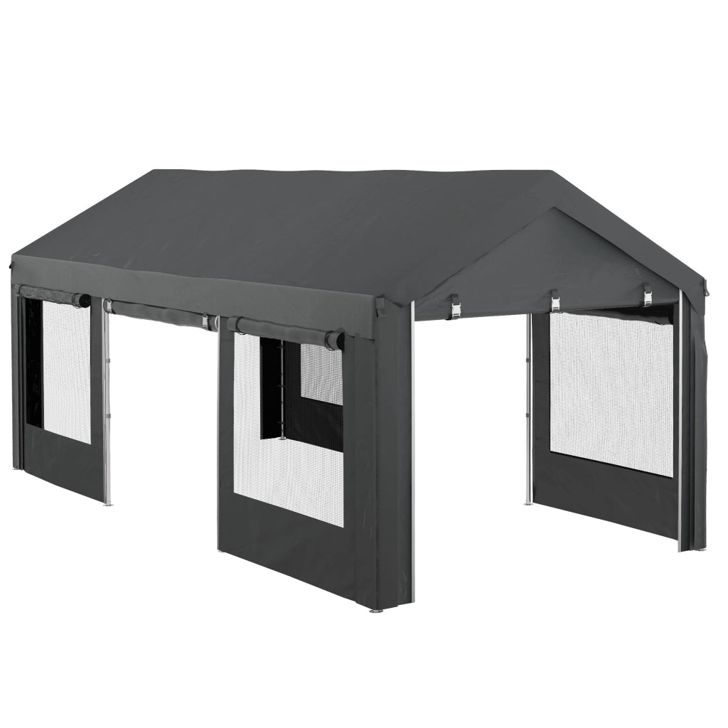 Gazebo per Auto e Feste ¨C zephmum ¨C Grigio Scuro 6x3m
