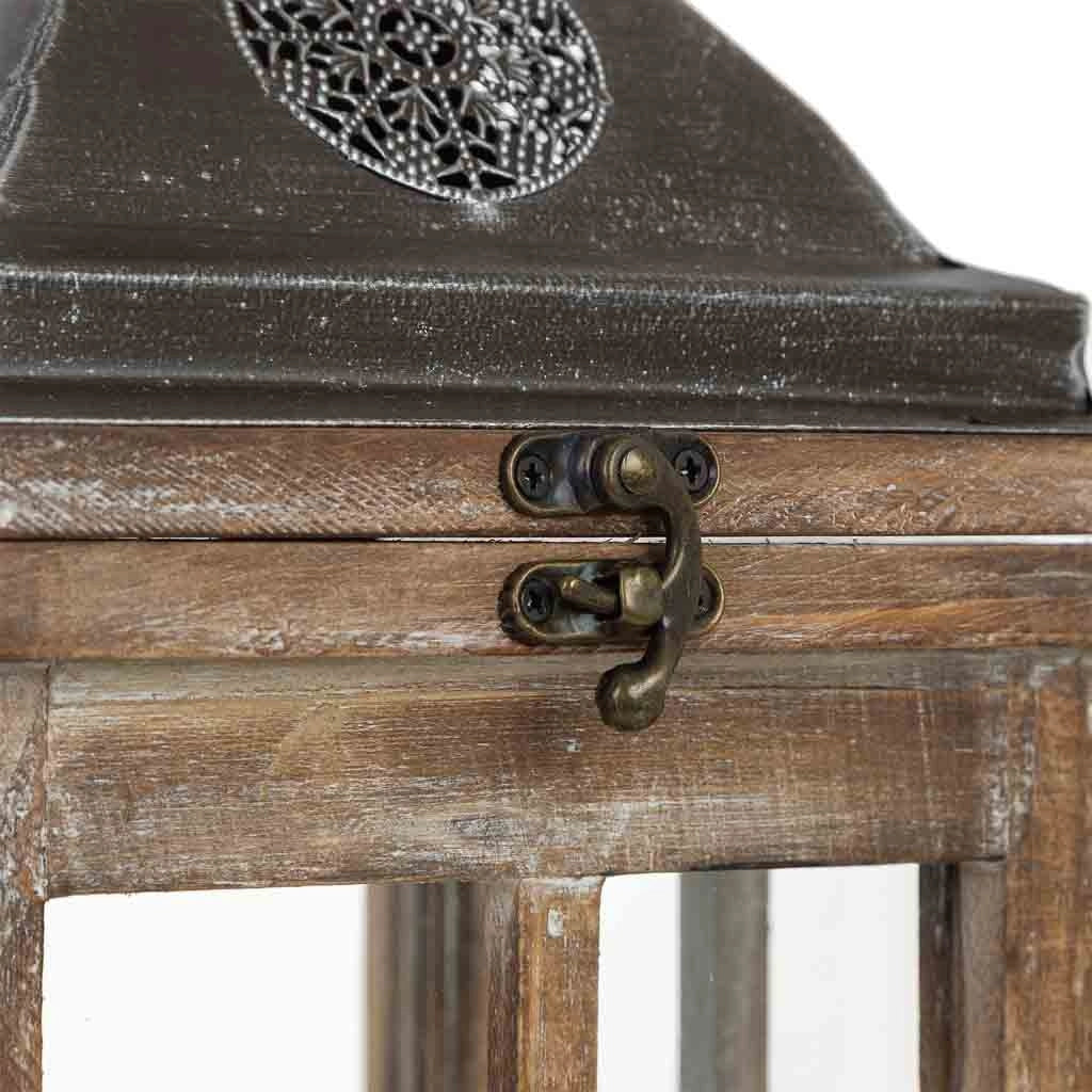 Lanterna in legno marrone 18x18x57,5h cm