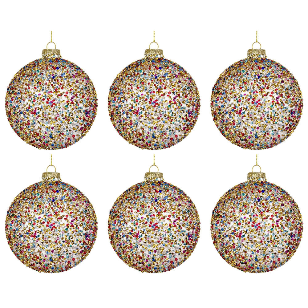 Palline di Natale in Vetro con Pietre Colorate Kleis Multicolor Diametro: 80 mm