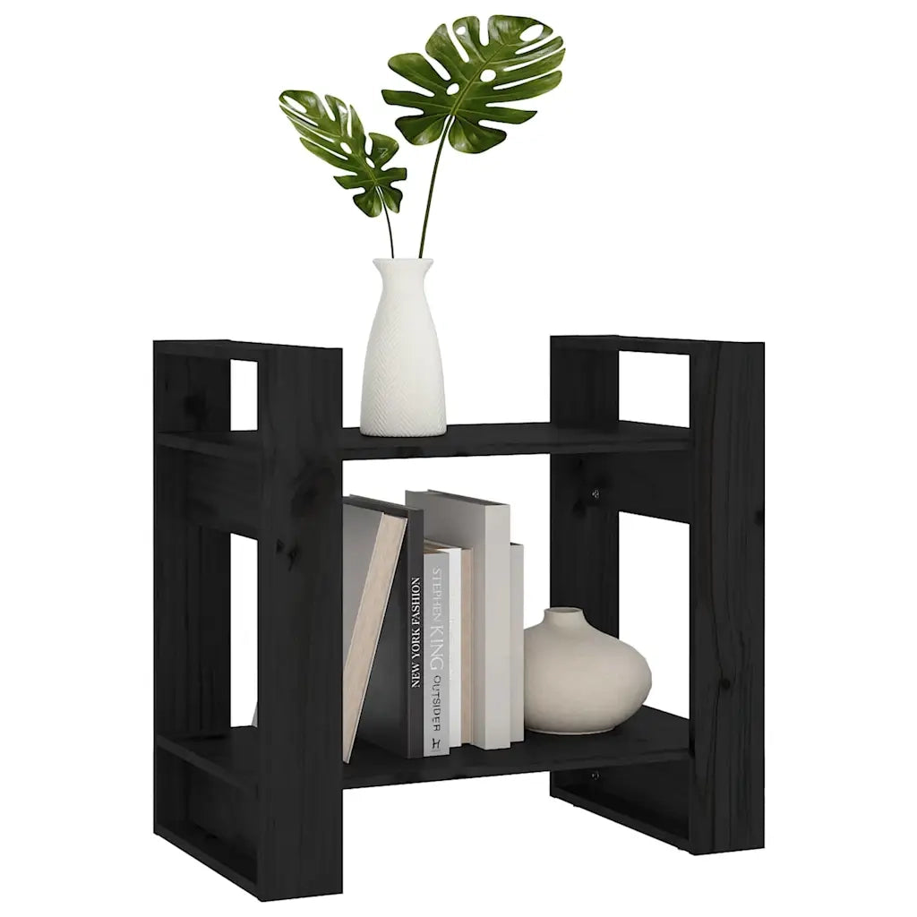 Libreria Divisorio-Scaffale per Libri-Mobile di Stoccaggio Nero 60x35x57 cm in Legno Massello di Pino