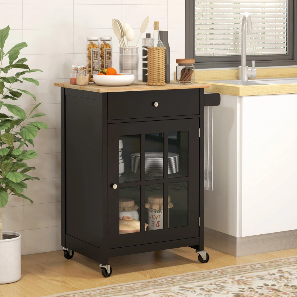Mobile Cucina con Cassetto e Portasciugamani ¨C Zephmum ¨C Legno 67x48x86.5 cm Nero Rovere