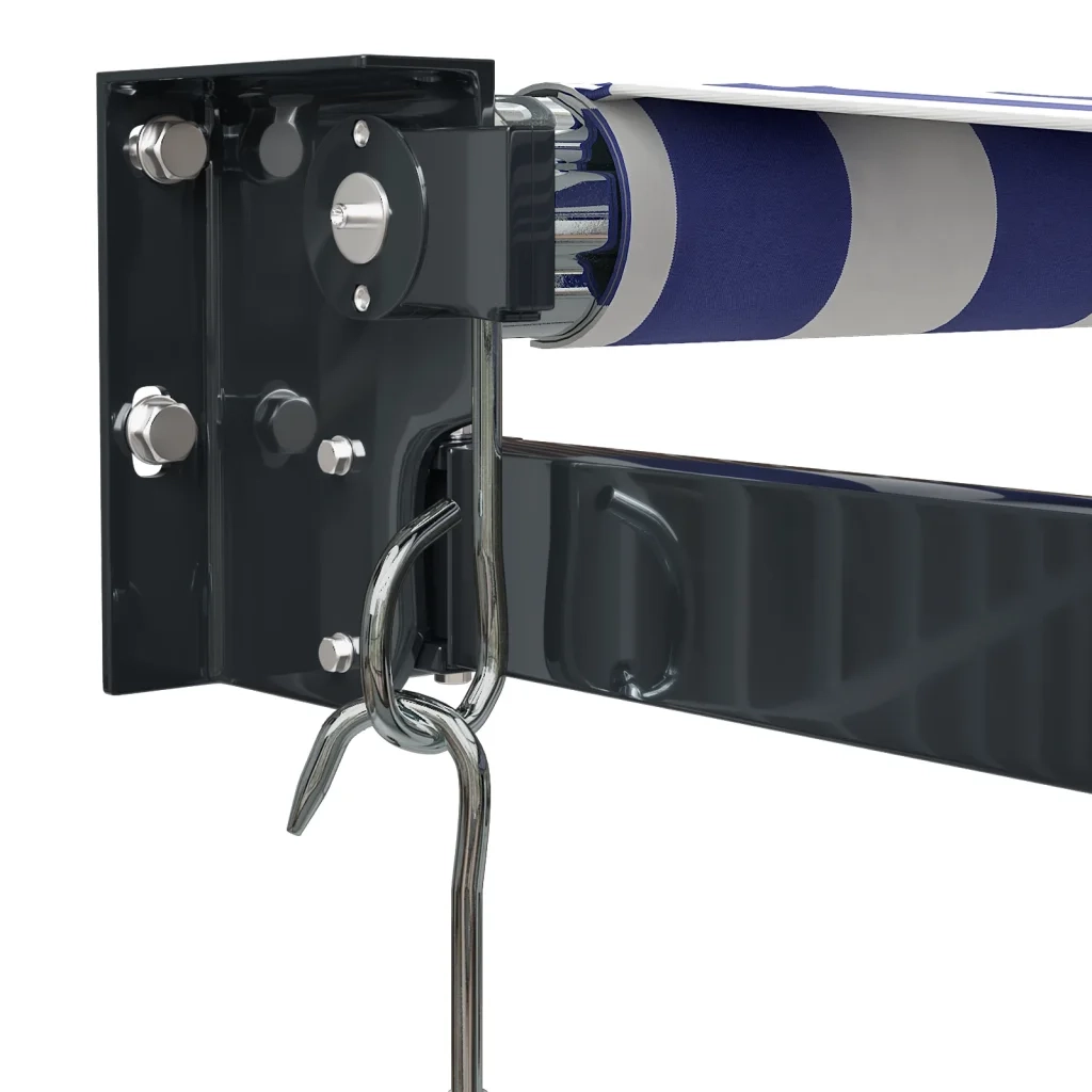 Tenda Sole Retrattile-Tenda parasole per balcone Blu e Bianca 3,5x2,5m Tessuto e Alluminio 752779