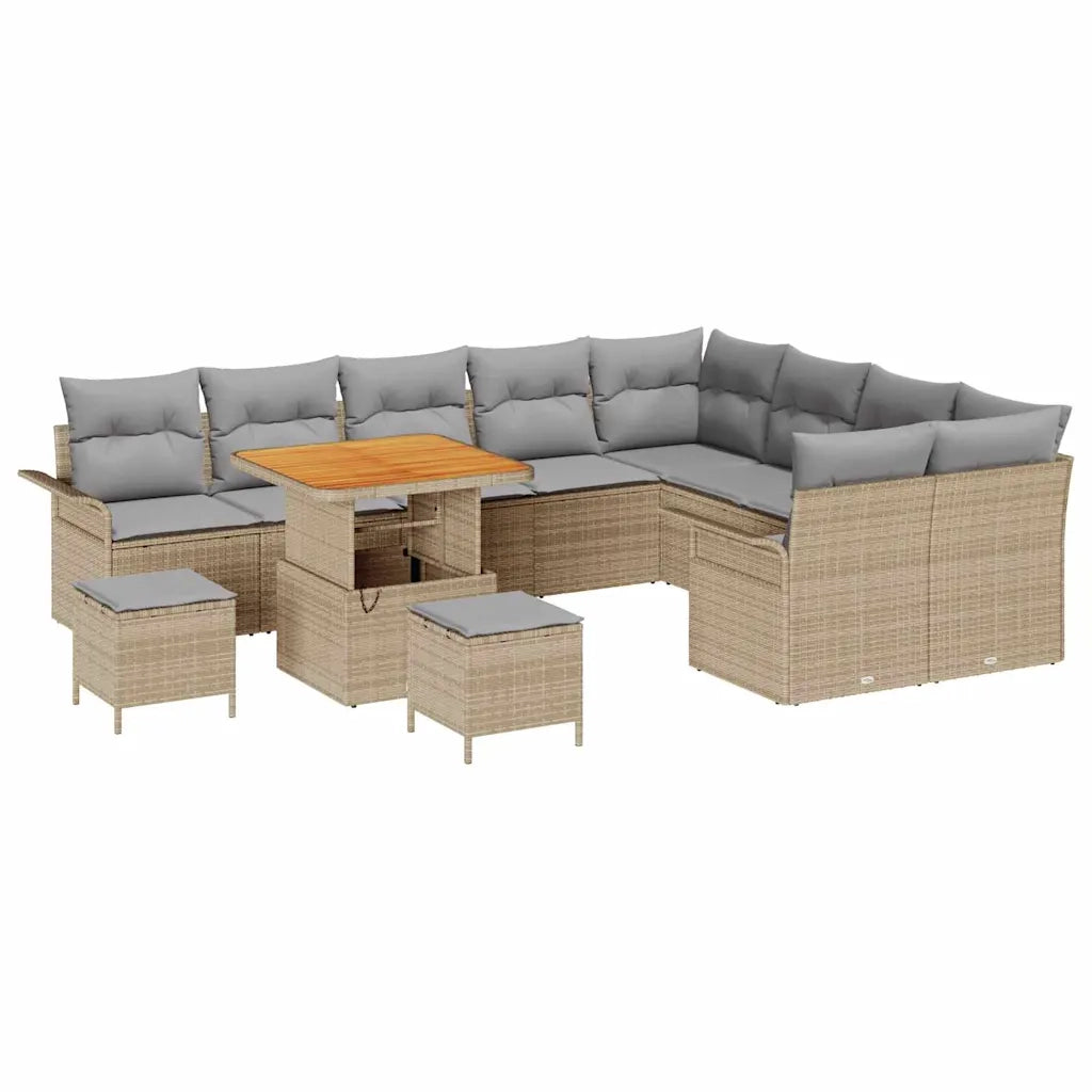 Set Divano da Giardino con cuscino 12 pcs Beige e Grigio Chiaro