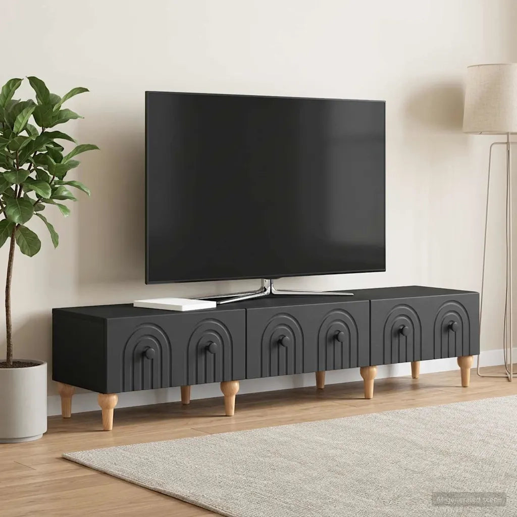 Mobile TV Nero 147 x 34,5 x 30 cm Legno ingegnerizzato 894246