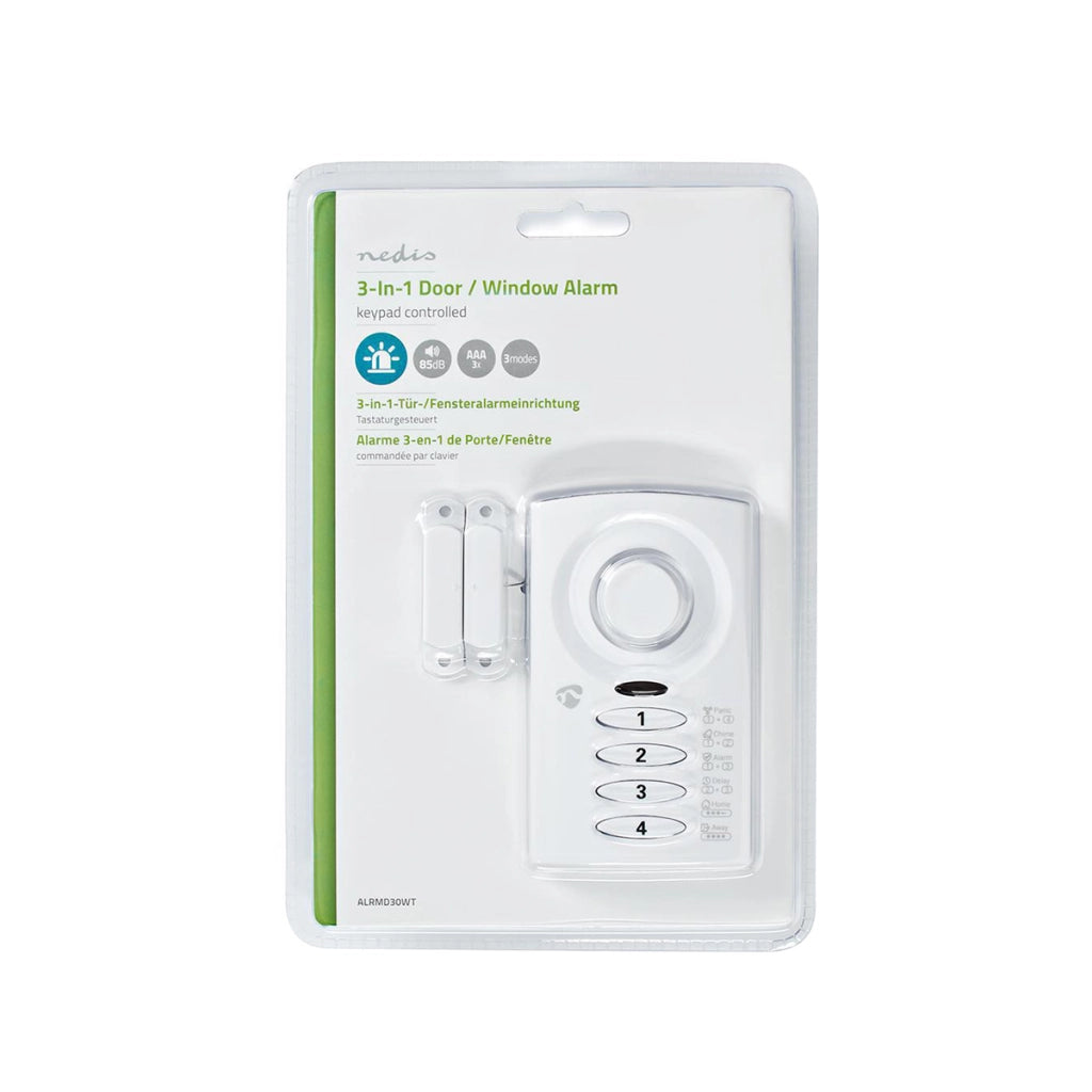 Allarme per porte e finestre con tastiera, sirena da 85 dB, sensore magnetico Bianco Nedis