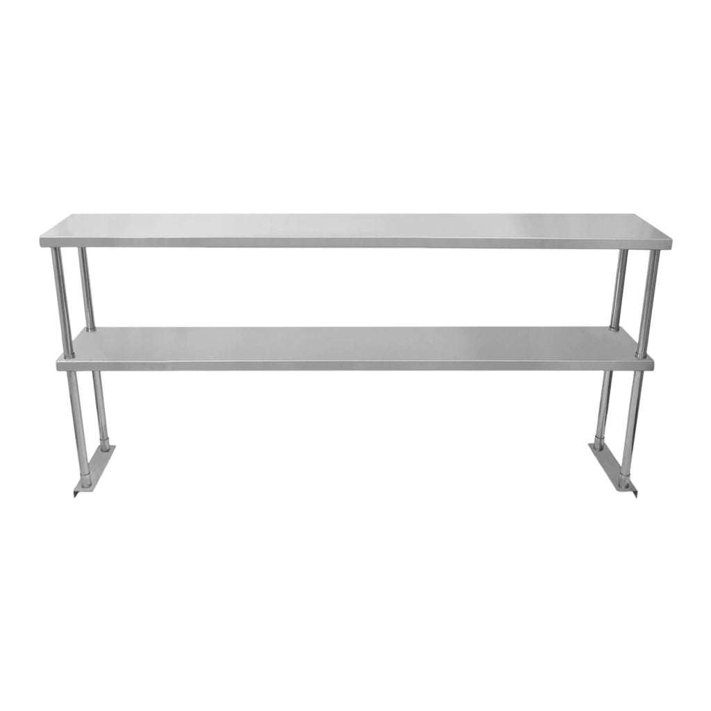 Set Tavolo & Ripiano per Cucina Commerciale con Mensole in Acciaio Inox da Cucina Ristorante, Acciaio Inossidabile Resistente alla Corrosione- Doppia - 150cm