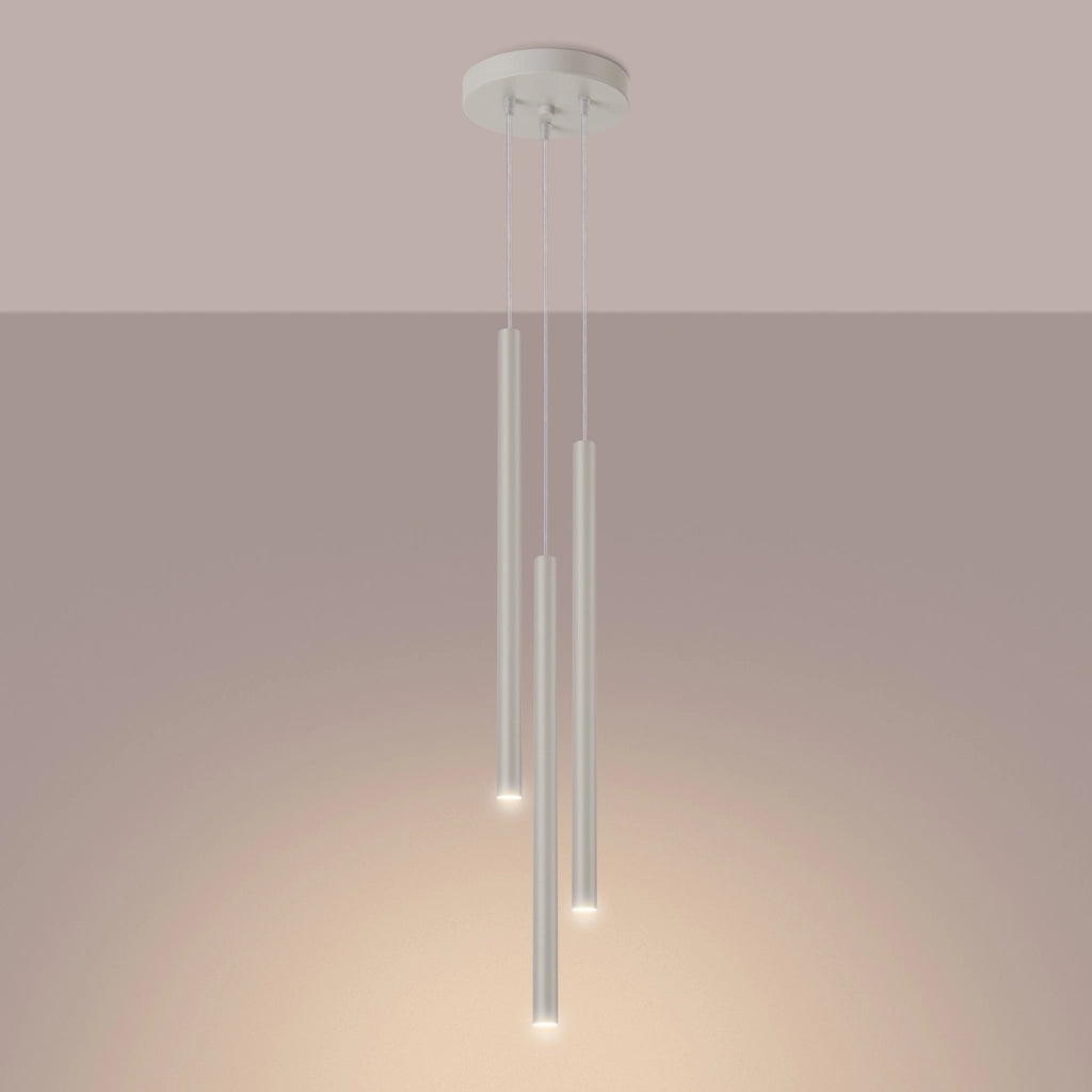 Lampada a sospensione Pastelo Ocean Green a 3 luci, in acciaio, moderna, beige, 104 cm