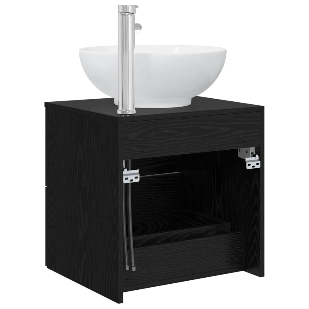 Mobile Lavabo da Parete Rovere Nero 49,5 x 44,5 x 66,5 cm 890303