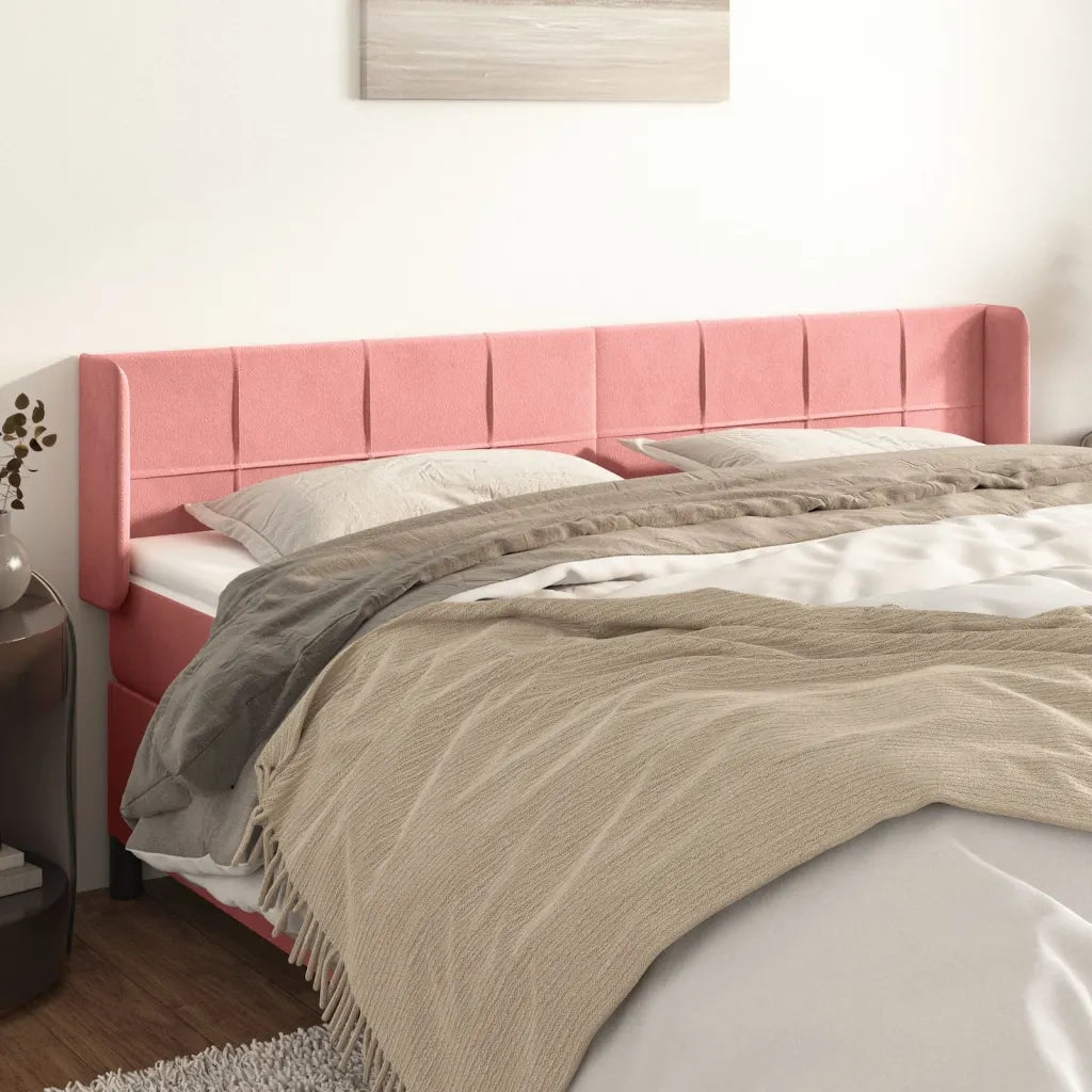 Testiera | Testata ad Orecchio Rosa 183x16x78/88 cm in Velluto