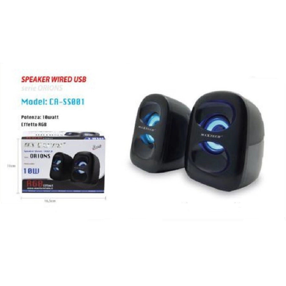 Trade Shop - Casse Pc Audio Speaker 10w Con Luce Rgb Portatili Altoparlanti Maxtech Ca-ss001 -