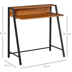 Scrivania per computer 84x45x85 cm in MDF color noce con passacavi e ripiano