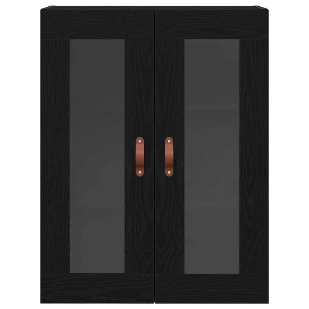 Armadio a Muro con Ante in Vetro Rovere Nero 69,5x34x90 cm