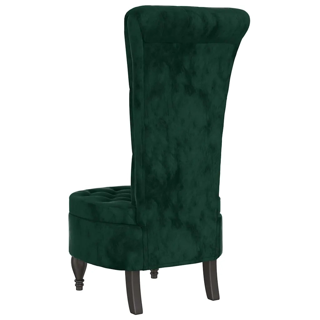 Sedia Schienale Alto Design con Bottoni in Velluto Verde Scuro