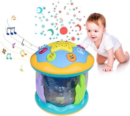 Spotlight rotante musicale per bambini con 5 luci colorate e 6 tipi di musica divertente - educazione interattiva - colore della lampada a scelta - 1+ anno