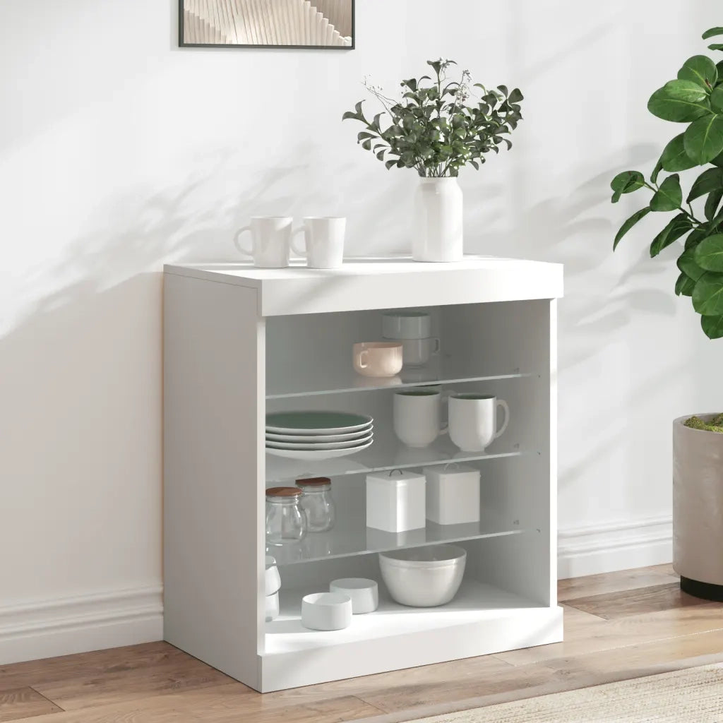 Credenza con Luci LED Bianca 60,5x37x67 cm 836693