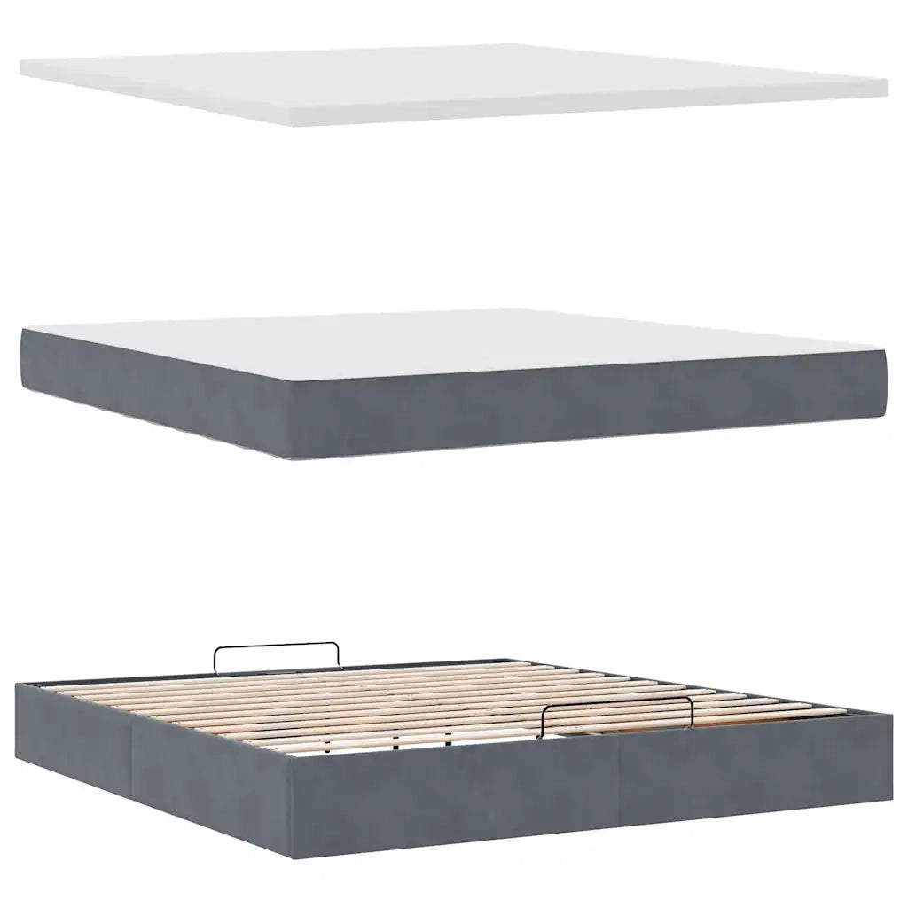 Struttura Letto Pouf con Materasso 160x200 cm in Velluto 3312561