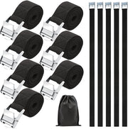 Cinture di serraggio brevi, 12 pezzi Cinture di serraggio con chiusura a clip, 50 cm Nera Cintura di serraggio, Cinture di serraggio piccole per Bicicletta, Carrozza, Motociclo, Auto, Campeggio, Confezionate con 1 Tasca di velluto