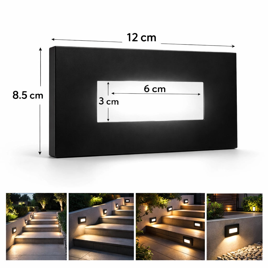 Segnapasso Faretto LED da incasso per scatola 503 IP65 4W 3 tonalità CCT Luce calda, naturale, fredda - vetro Nero per esterni e interni 220V