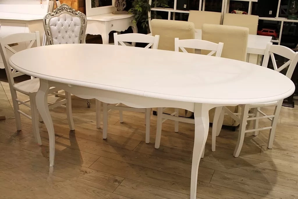 Tavolo ovale classico allungabile bianco opaco l.160 x p.110 (1289) - Mobili 2G