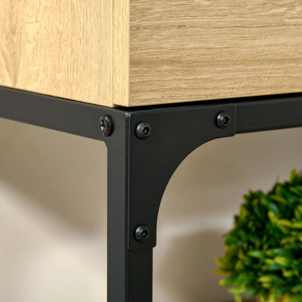 Tavolo da ingresso con 2 cassetti e 2 ripiani ¨C Zephmum ¨C 100x35x79 cm effetto rovere