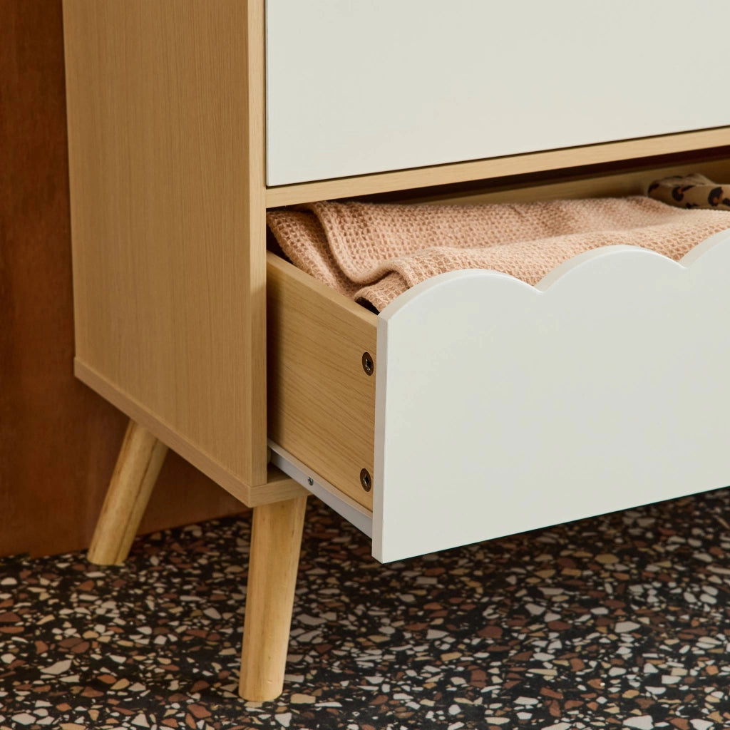 Cassettiera per bambini effetto legno 3 cassetti, bianco