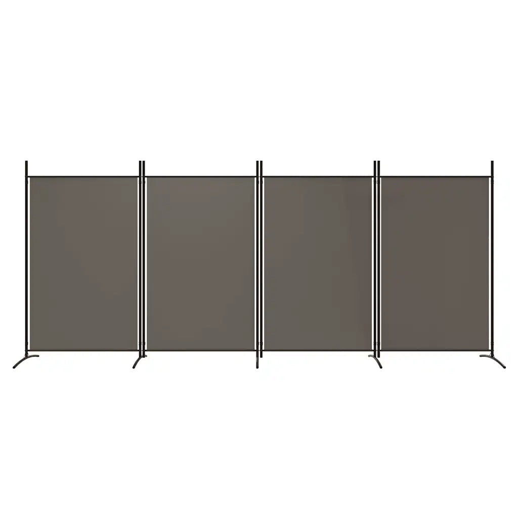 Divisorio a 4 Pannelli Antracite 346x180 cm Tessuto 350264