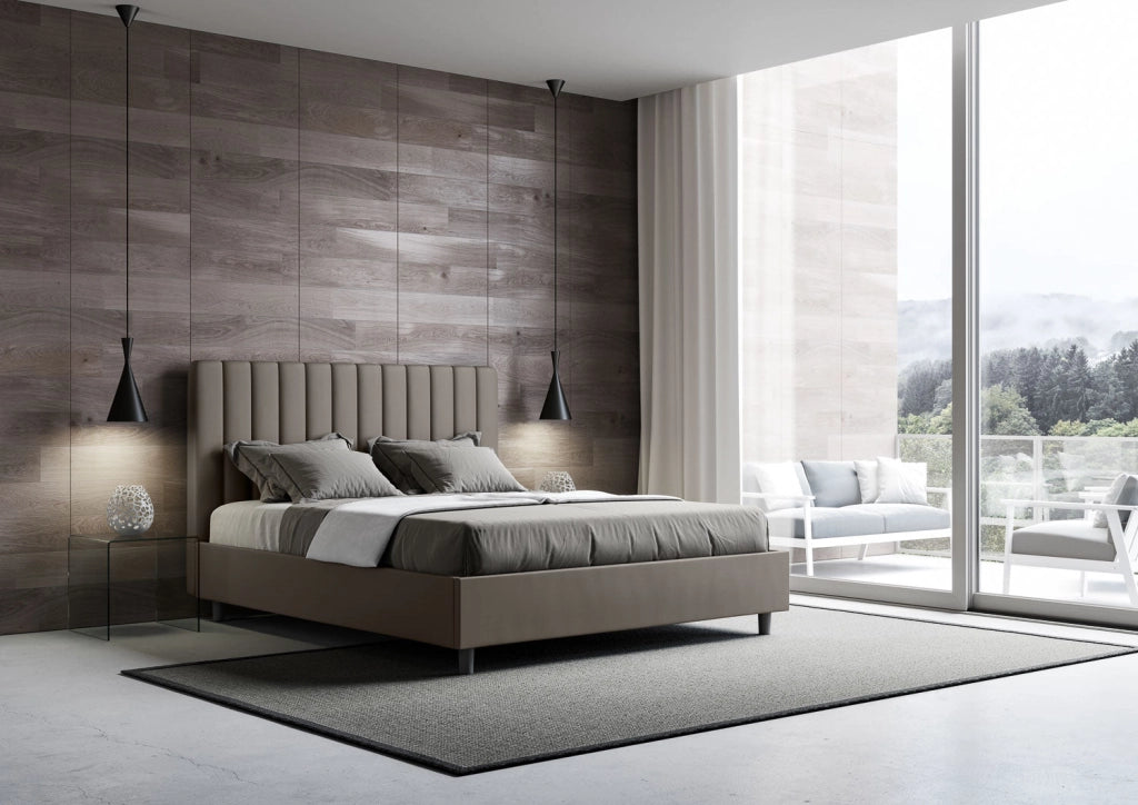 Letto Matrimoniale Francese 140x210 cm con Rete Agueda Cappuccino