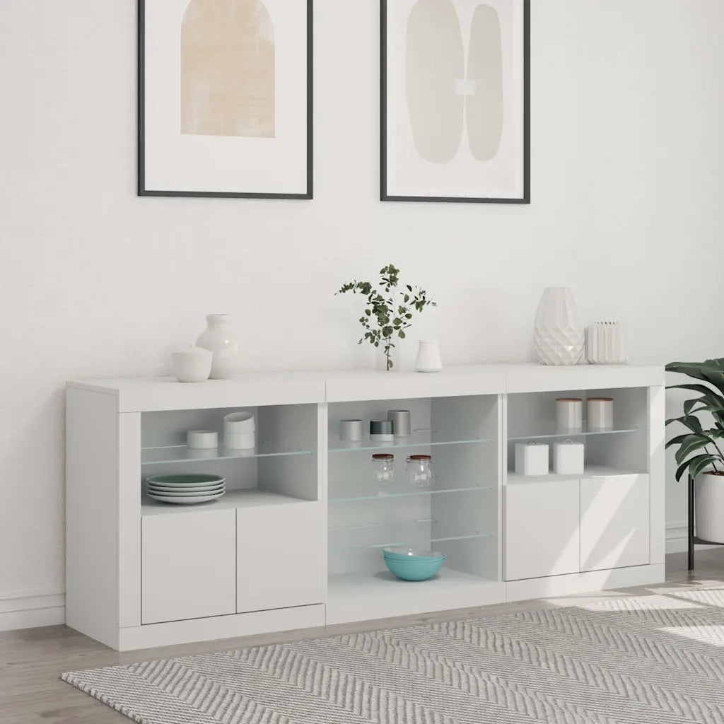 Credenza con Luci LED Bianca 181,5x37x67 cm 3209037
