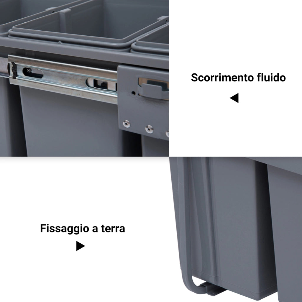 Cestino Raccolta Differenziata 40L ¨C zephmum ¨C Grigio 48x34.2x41.8 cm
