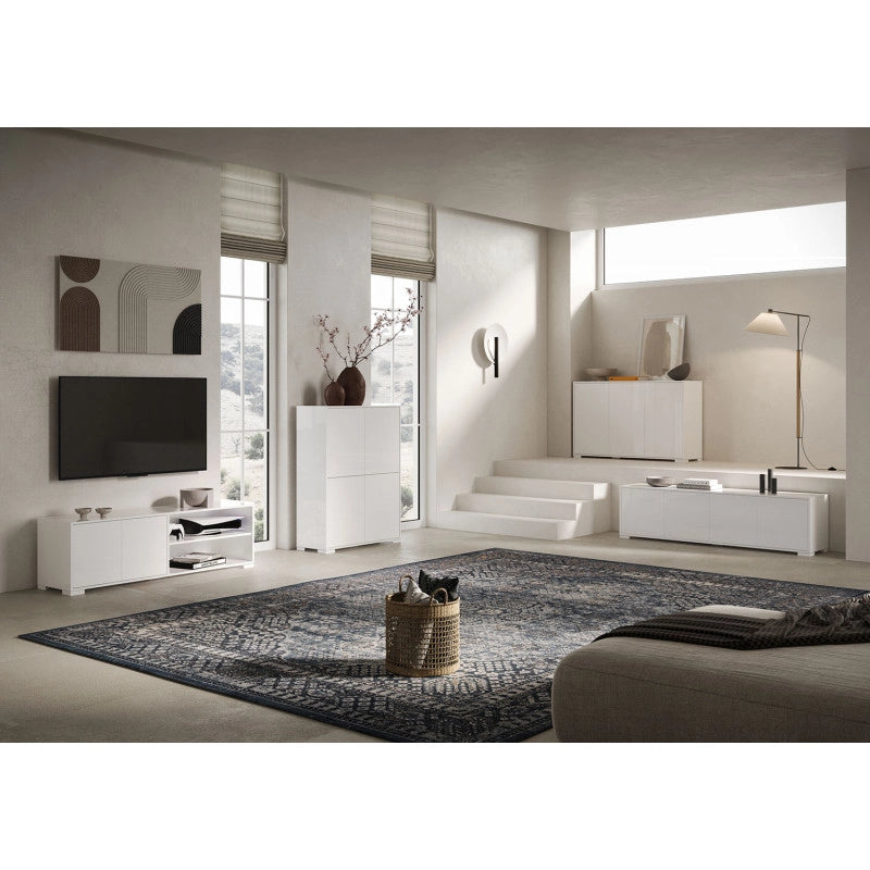 Madia moderna 4 ante 172x40x83 cm Lumina - Bianco Lucido
