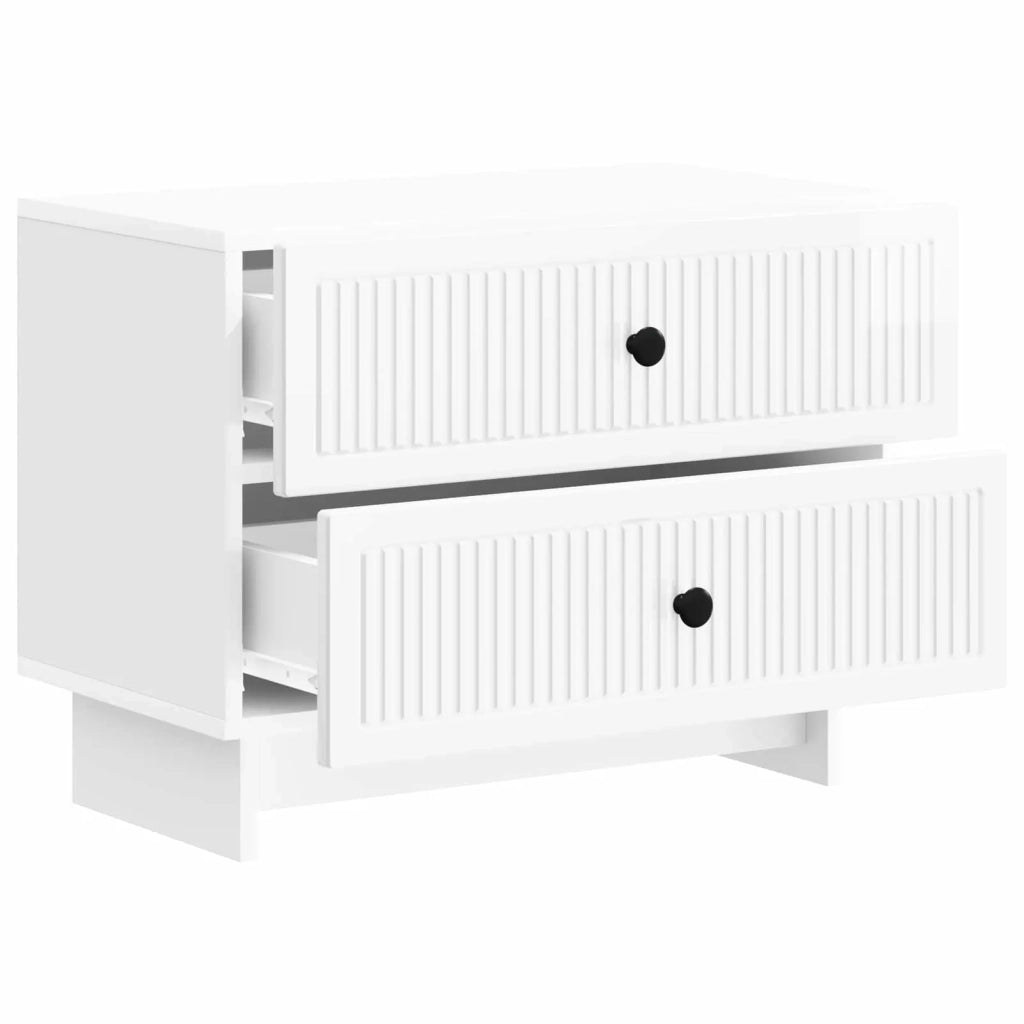 Comodino | Armadio da Notte | Mobiletto da notte con cassetto Bianco Lucido 62 x 34,5 x 47,5 cm