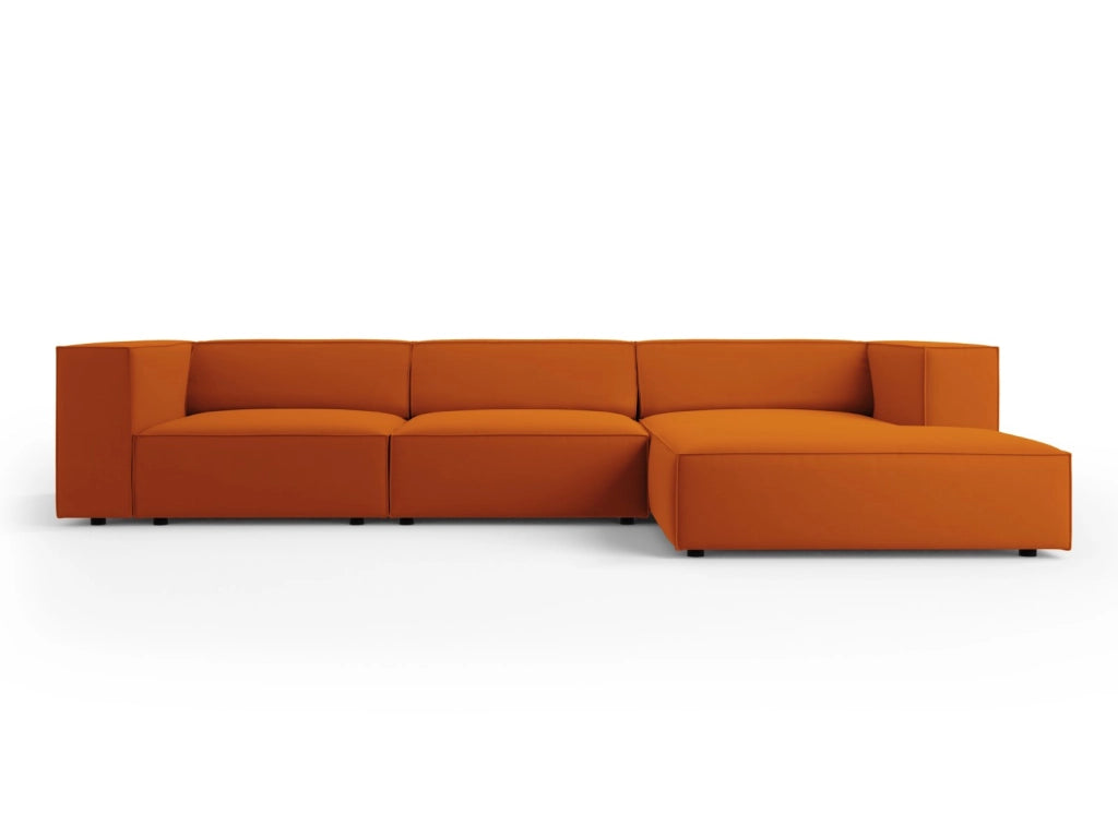 Cosmopolitan Design - Divano angolare destro "Arendal" 4 posti in velluto terracotta 