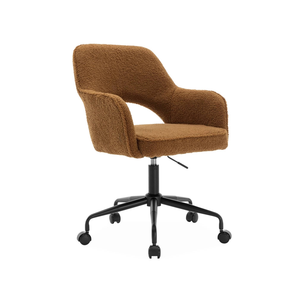 Sedia da ufficio bouclé con rotelle, ocra