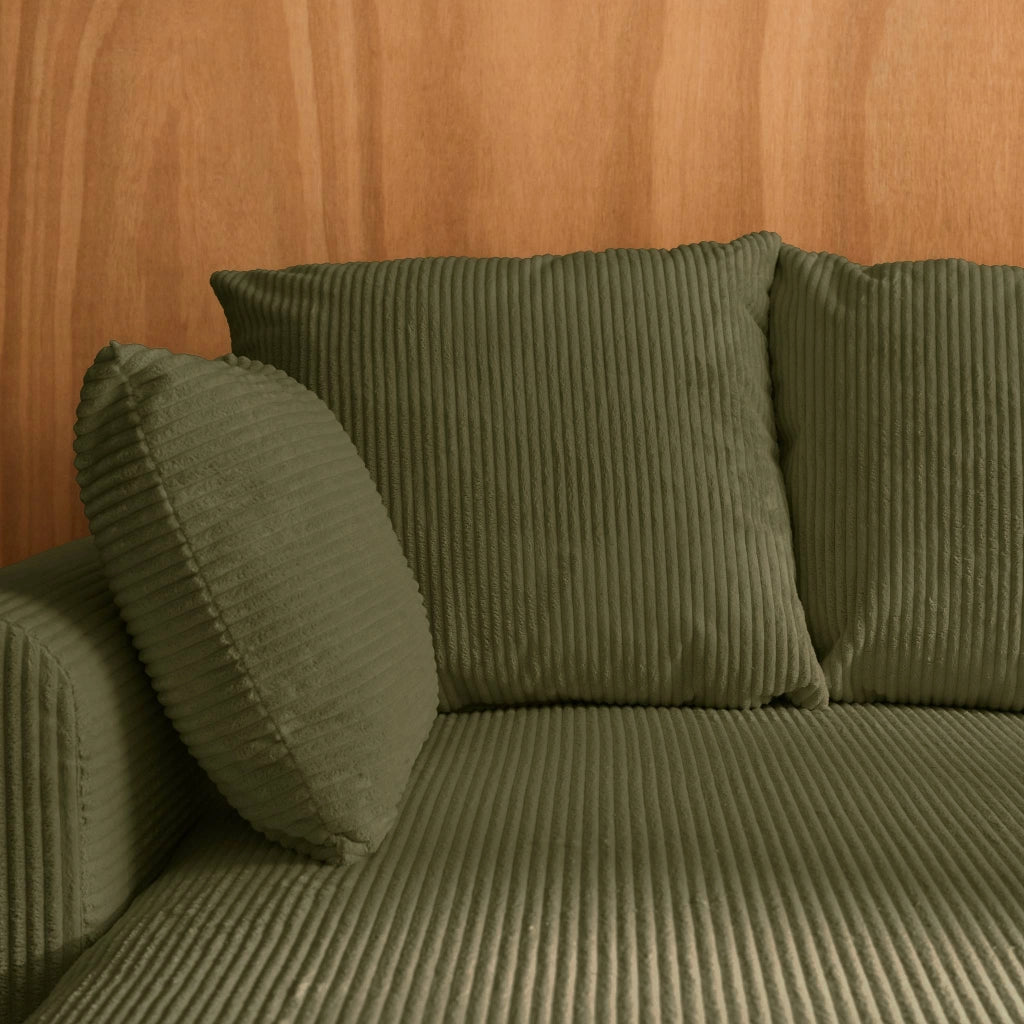 Divano letto angolare reversibile in velluto a coste, 3 posti, verde