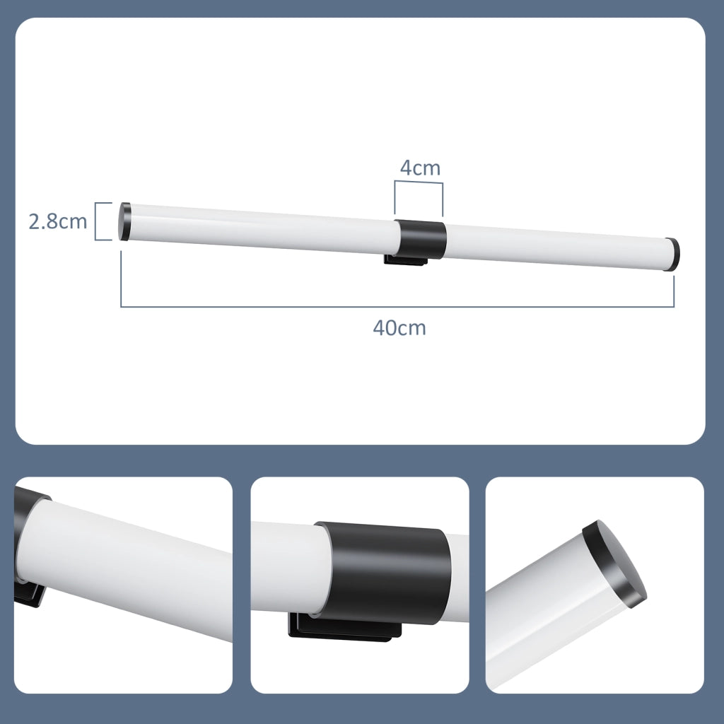 ZMH Lampada da Bagno LED sopra Specchio 40 cm 6 W Nera IP44 4000K Luce Neutra Moderna per Armadio da Bagno