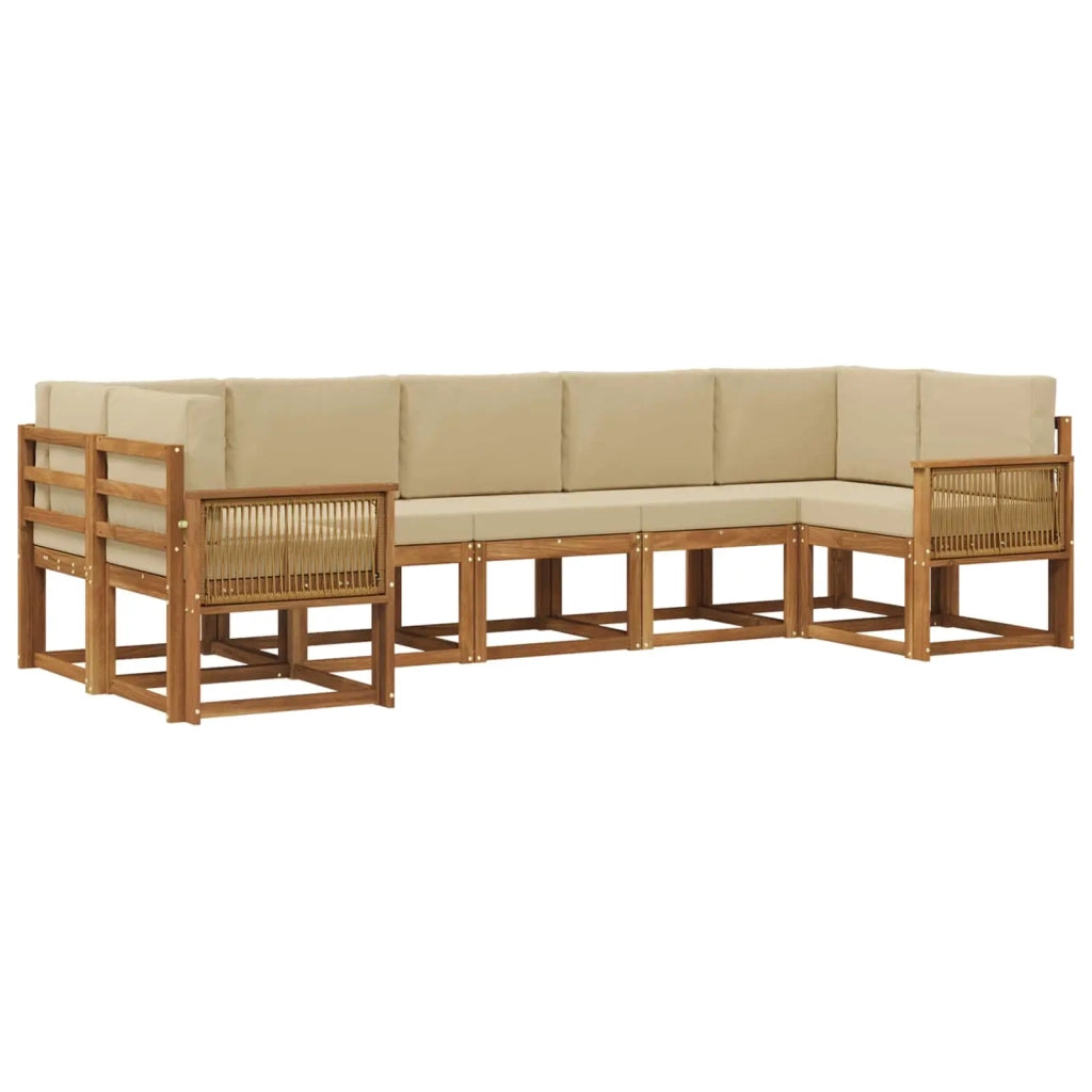Set di divani da esterno con cuscino 7 pcs Naturale e Beige