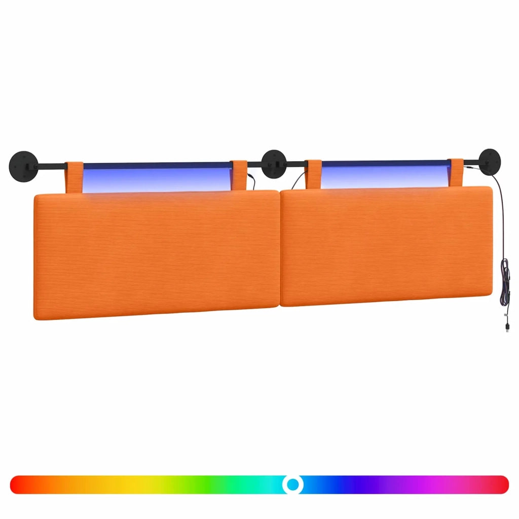 Testiera sospesa Con luce LED Arancione Tessuto in Cords 3424324