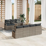 Set Divano Giardino da 8 Pezzi con Cuscini in Rattan Grigio