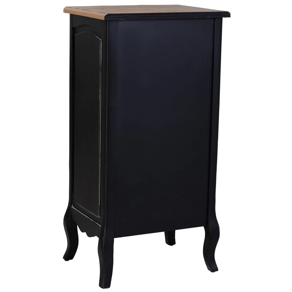 Comò in legno laccato nero invecchiato con 5 cassetti 50x40x98h cm