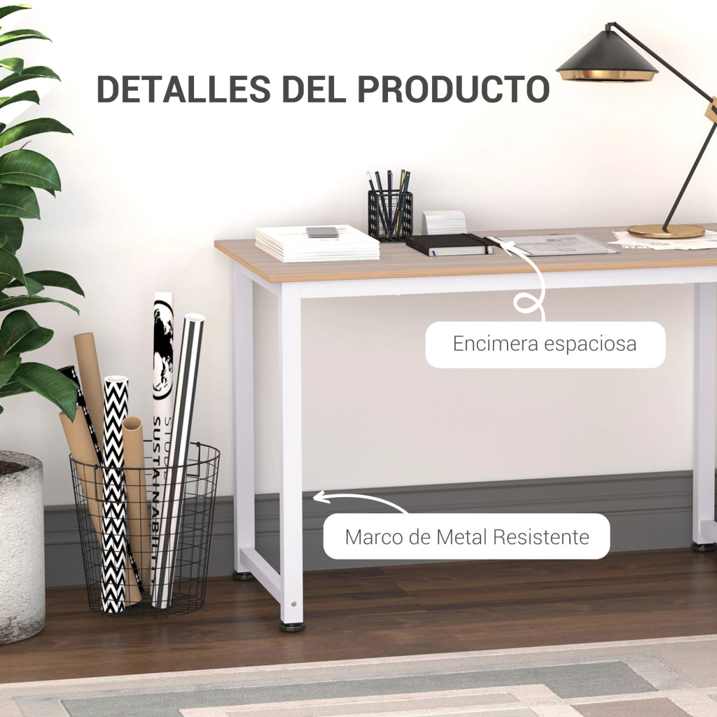 Scrivania Regolabile con Cassetti ¨C Zephmum ¨C Bianco e Legno 120x60x76 cm