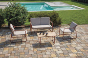 Cheonda - Salotto Tinos in ferro e textilene Greenwood Colore: Rosso, Materiale: Ferro e textilene
