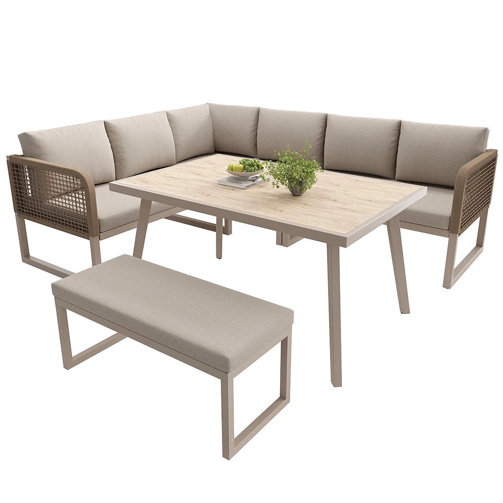 Set da giardino in rattan PE - Xylo - Per 6/8 persone resistente alle intemp¨¦rie beige