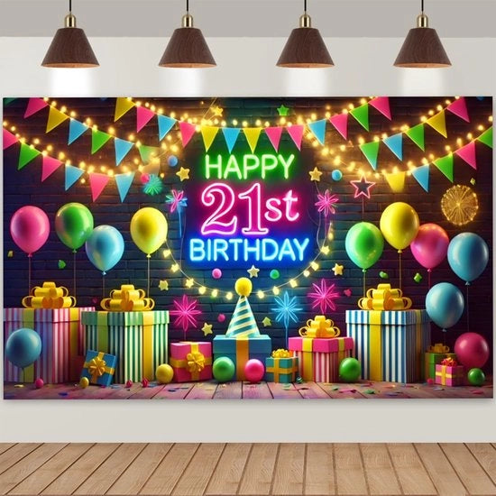 Decorazioni per il compleanno Neon - Decorazioni per il party - Auguri di compleanno - Palloni - Decorazioni per il compleanno - 21° compleanno - Decorazioni per il party