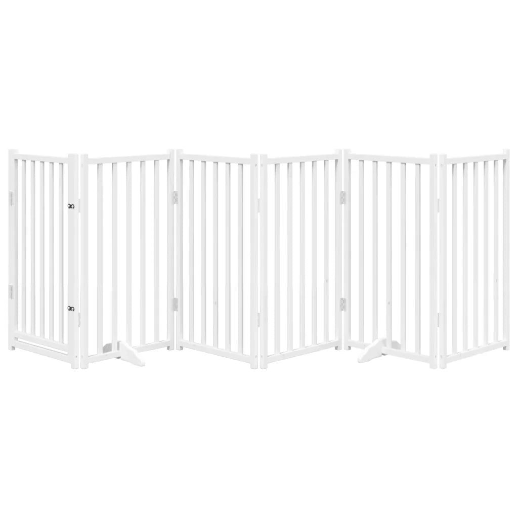 vidaXL Cancello Cani Pieghevole Bianco 6 Pannelli 300cm Massello Abete