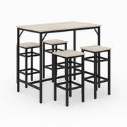Sabi - Tavolo bar con 4 sgabelli quadrati in stile industrial bleach, set angolo breakfast