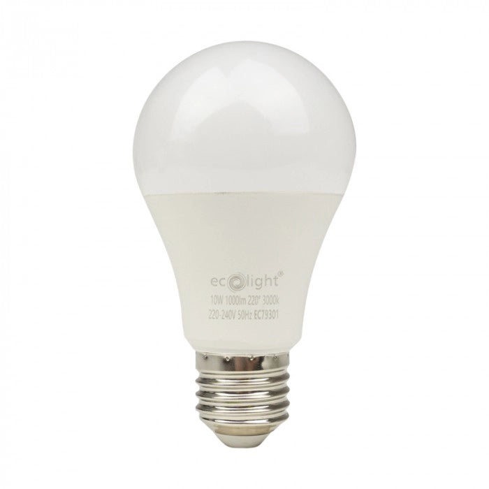 Lampadina LED E27 10W 3000K 900lm opale Ecolight