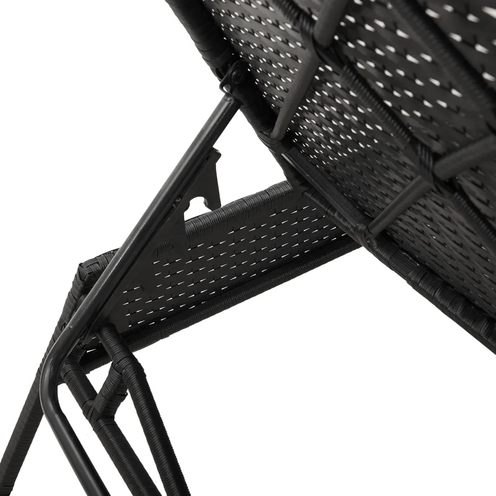 Lettino Prendisole | Sdraio da giardino | Lettino da sole con Cuscino Nero in Polyrattan